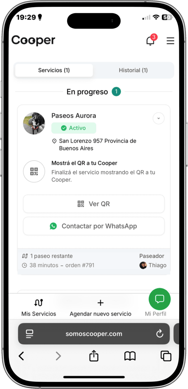 Paso 4: Recibir confirmación en la app Cooper